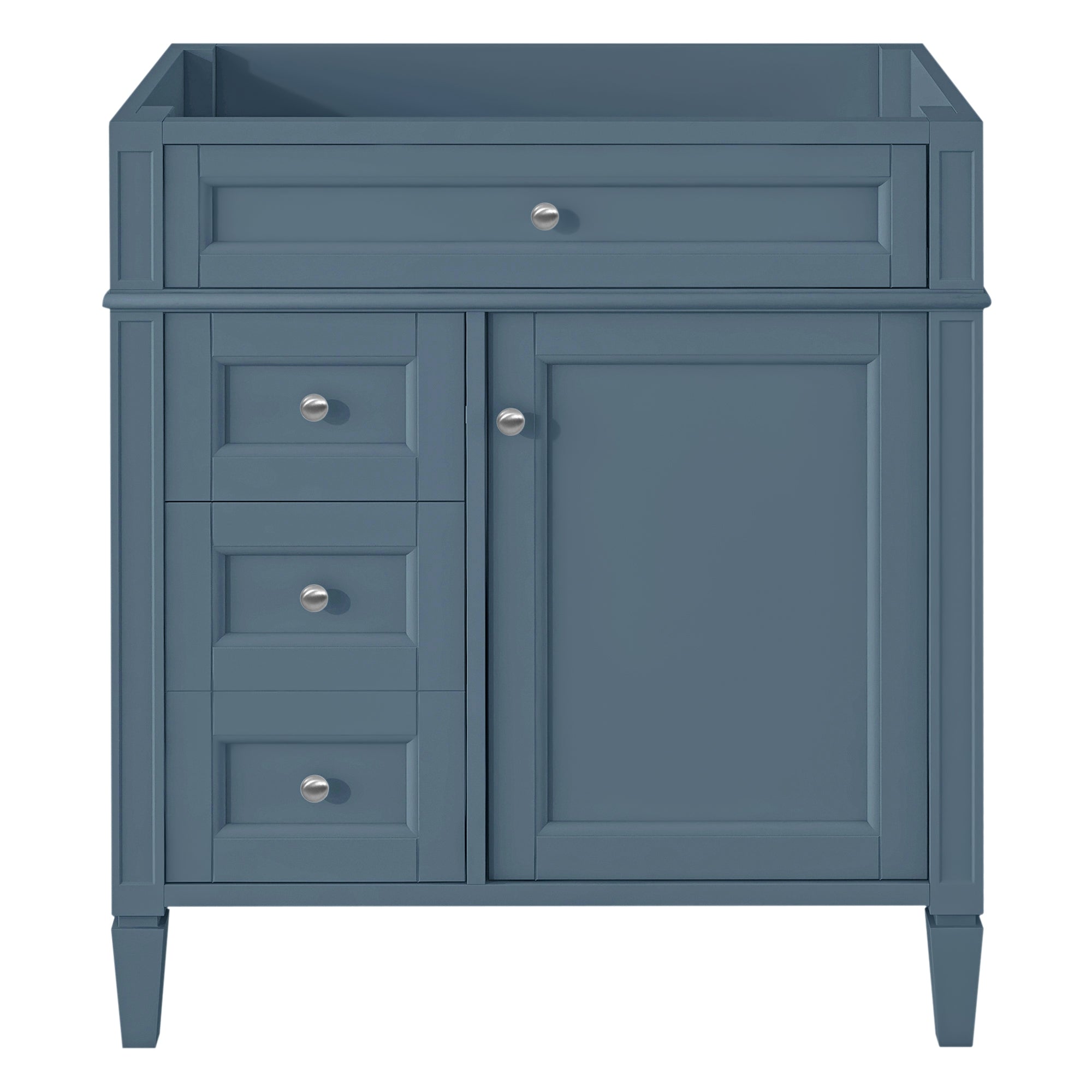 VanityFus 29.3-in Indigo Single Sink Bathroom Vanity Undermount 2 Soft-Closing Doors 3 Drawers Adjustable Shelves